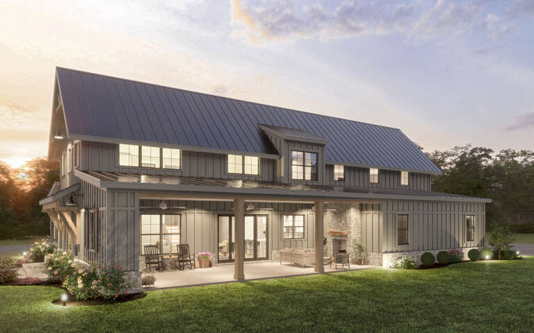 Barn Plan: 2,631 Square Feet, 4 Bedrooms, 3.5 Bathrooms - 009-00358