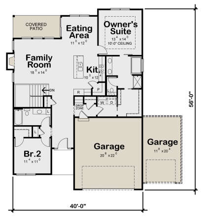 Modern Plan: 1,767 Square Feet, 2 Bedrooms, 2.5 Bathrooms - 699-00286