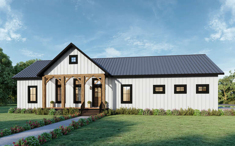 Barn Plan: 1,620 Square Feet, 3 Bedrooms, 2 Bathrooms - 1776-00134