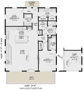 Modern Plan: 1,557 Square Feet, 2 Bedrooms, 2 Bathrooms - 940-00834