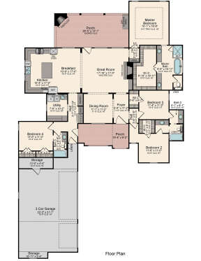 European Plan: 2,465 Square Feet, 4 Bedrooms, 3 Bathrooms - 5995-00029