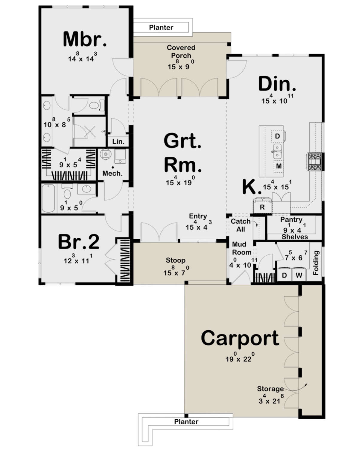 Contemporary Plan: 1,661 Square Feet, 2 Bedrooms, 2 Bathrooms - 963-00824