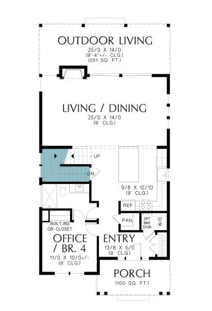 Main Floor w/ Basement Stair Location for House Plan #2559-00993