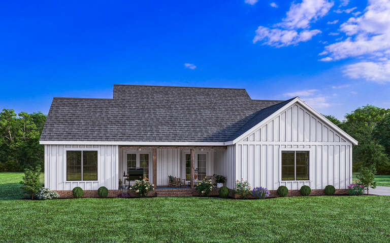 Modern Farmhouse Plan: 1,499 Square Feet, 3 Bedrooms, 2 Bathrooms - 009 ...