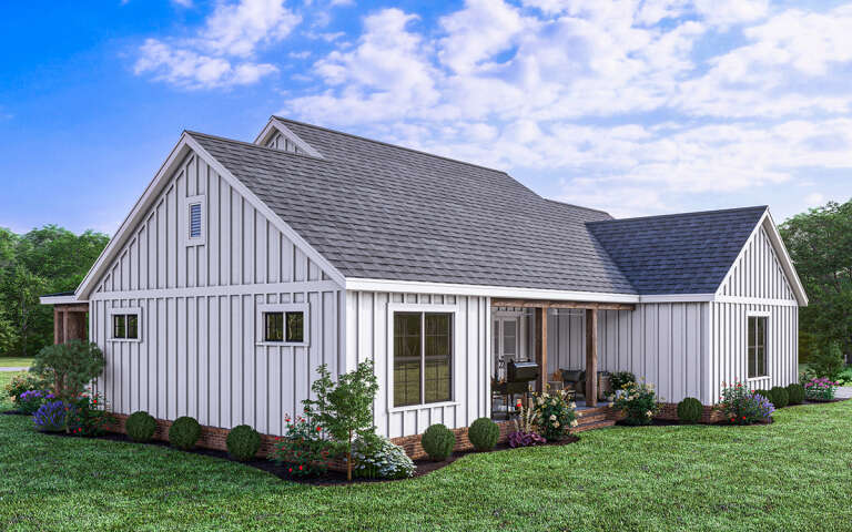 Modern Farmhouse Plan: 1,499 Square Feet, 3 Bedrooms, 2 Bathrooms - 009 ...