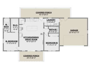 Country Plan: 1,712 Square Feet, 2 Bedrooms, 2 Bathrooms - 110-00647