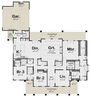 Cottage Plan: 2,444 Square Feet, 3 Bedrooms, 2.5 Bathrooms - 041-00271