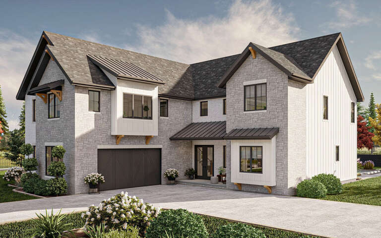 Modern Transitional Plan: 4,139 Square Feet, 5 Bedrooms, 3.5 Bathrooms ...