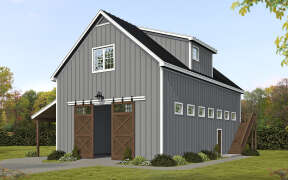 Barn Plan: 1,155 Square Feet, 2 Bedrooms, 2.5 Bathrooms - 940-00889