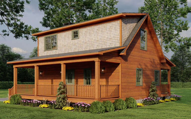 Cabin Plan: 1,039 Square Feet, 2 Bedrooms, 2 Bathrooms - 8318-00366