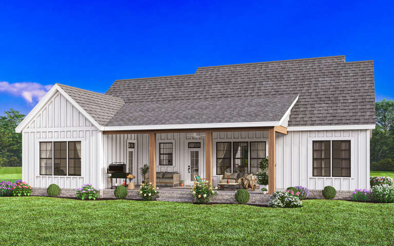 Modern Farmhouse Plan: 1,897 Square Feet, 3 Bedrooms, 2 Bathrooms - 009 ...