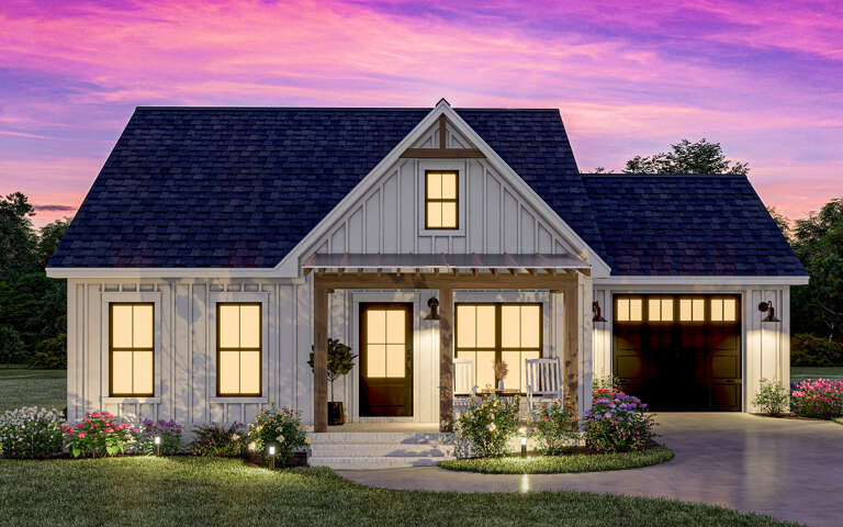 Modern Farmhouse Plan: 996 Square Feet, 2 Bedrooms, 2 Bathrooms - 041-00344