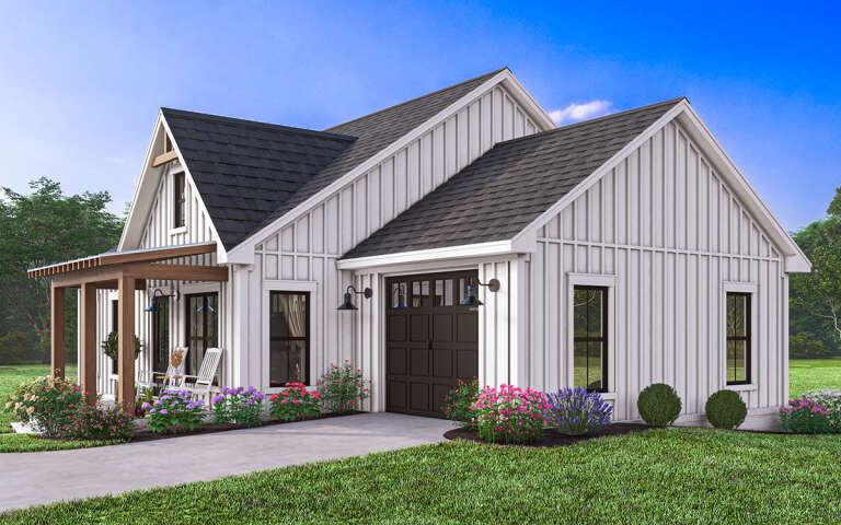 Modern Farmhouse Plan: 996 Square Feet, 2 Bedrooms, 2 Bathrooms - 041-00344