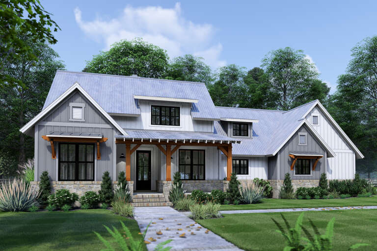 Modern Farmhouse Plan: 1,477 Square Feet, 3 Bedrooms, 2 Bathrooms ...