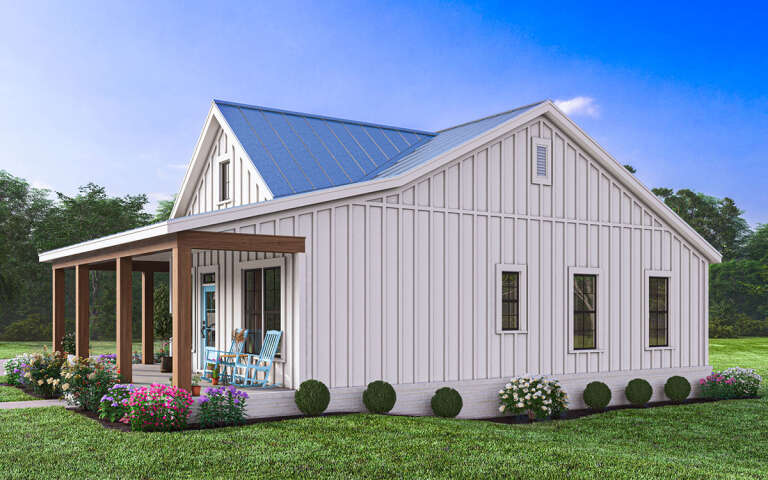 Modern Farmhouse Plan: 966 Square Feet, 2 Bedrooms, 1 Bathroom - 009-00384