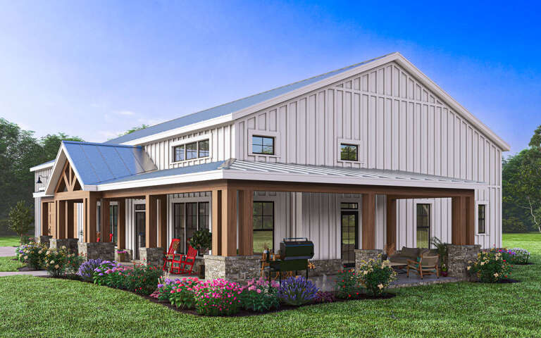 Barn Plan: 2,046 Square Feet, 3 Bedrooms, 3 Bathrooms - 009-00385