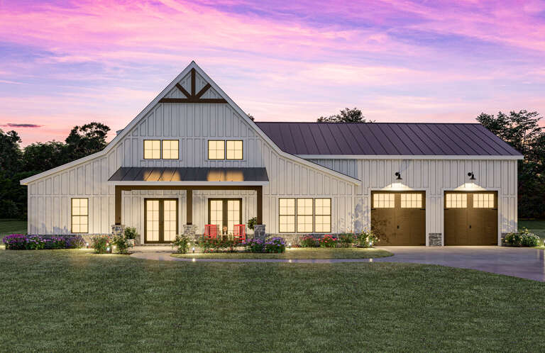 Barn Plan: 2,743 Square Feet, 3-4 Bedrooms, 2.5 Bathrooms - 009-00387