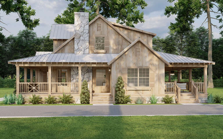 Cabin Plan: 1,836 Square Feet, 3 Bedrooms, 2.5 Bathrooms - 8318-00381