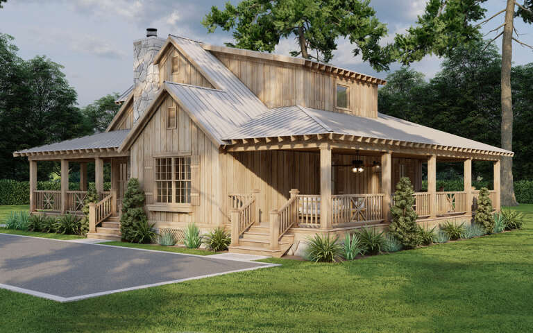 Cabin Plan: 1,836 Square Feet, 3 Bedrooms, 2.5 Bathrooms - 8318-00381