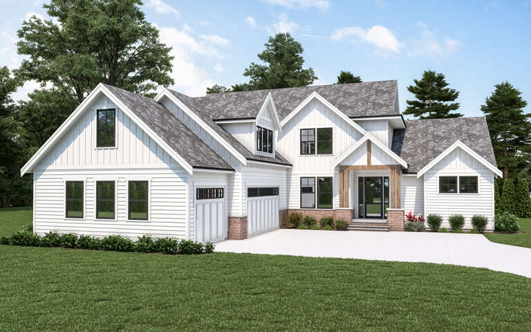 Modern Farmhouse Plan: 3,828 Square Feet, 4 Bedrooms, 2.5 Bathrooms ...