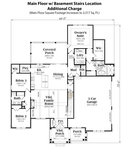 Farmhouse Plan: 2,313 Square Feet, 3 Bedrooms, 2.5 Bathrooms - 8318-00346