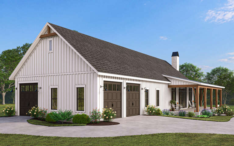 Barn Plan: 1,878 Square Feet, 3 Bedrooms, 2.5 Bathrooms - 041-00357