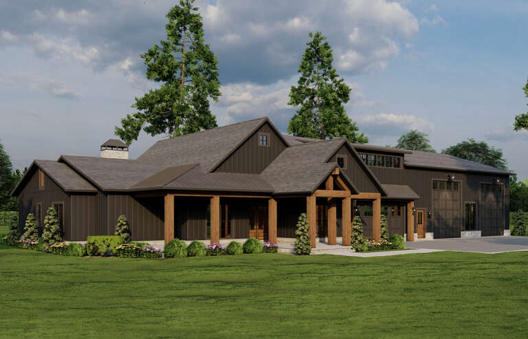 Barn Plan: 2,631 Square Feet, 4 Bedrooms, 2.5 Bathrooms - 8318-00389