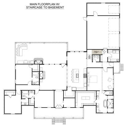 Main Floor w/ Basement Stairs Location for House Plan #4534-00115