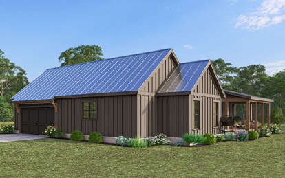 Modern Farmhouse House Plan #009-00398 Elevation Photo