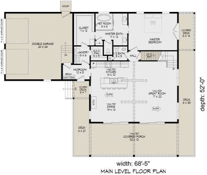 Lake Front Plan: 2,801 Square Feet, 3 Bedrooms, 2.5 Bathrooms - 8504-00012