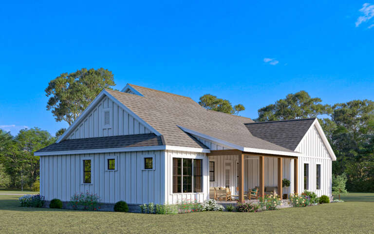 Modern Farmhouse Plan: 1,714 Square Feet, 3 Bedrooms, 2 Bathrooms - 009 ...