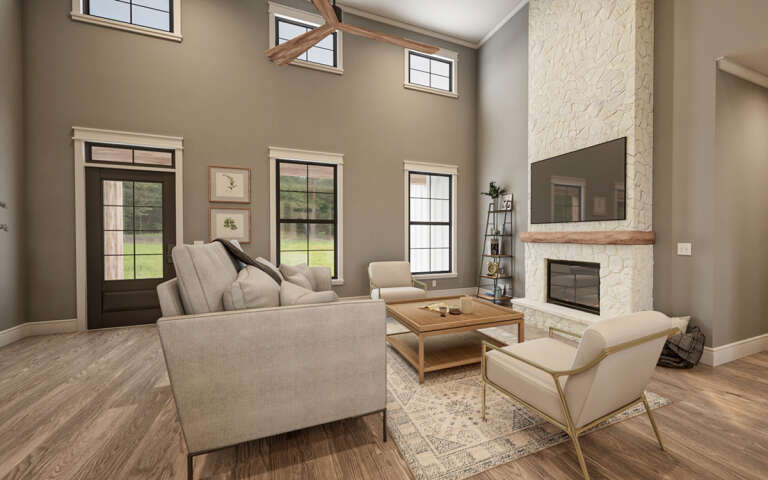 Modern Farmhouse Plan: 1,714 Square Feet, 3 Bedrooms, 2 Bathrooms - 009 ...