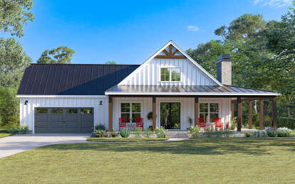 Modern Farmhouse Plan: 1,337 Square Feet, 2 Bedrooms, 2 Bathrooms - 009 ...