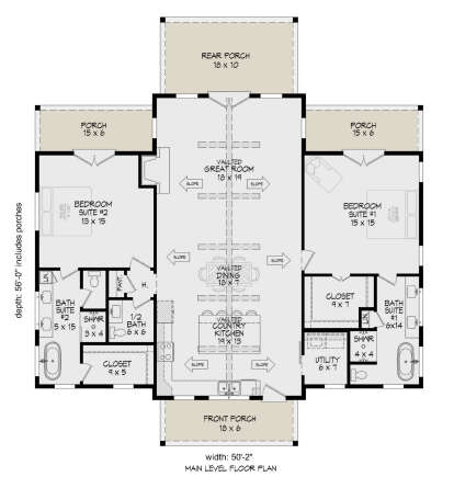 Barn Plan: 2,000 Square Feet, 3 Bedrooms, 2.5 Bathrooms - 041-00334