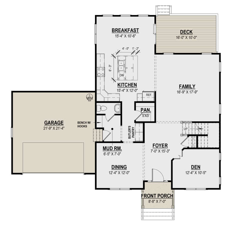 Traditional Plan: 2,695 Square Feet, 4 Bedrooms, 2.5 Bathrooms - 6261-00012