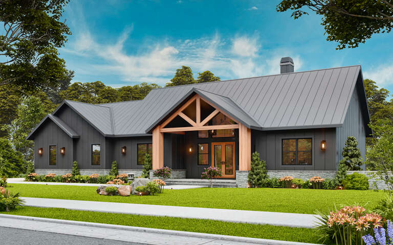 Modern Farmhouse Plan: 3,402 Square Feet, 4 Bedrooms, 3.5 Bathrooms 