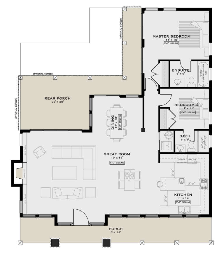 Craftsman Plan: 1,477 Square Feet, 2 Bedrooms, 2 Bathrooms - 5984-00012