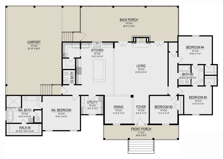 Modern Farmhouse Plan: 2,444 Square Feet, 4 Bedrooms, 2.5 Bathrooms ...