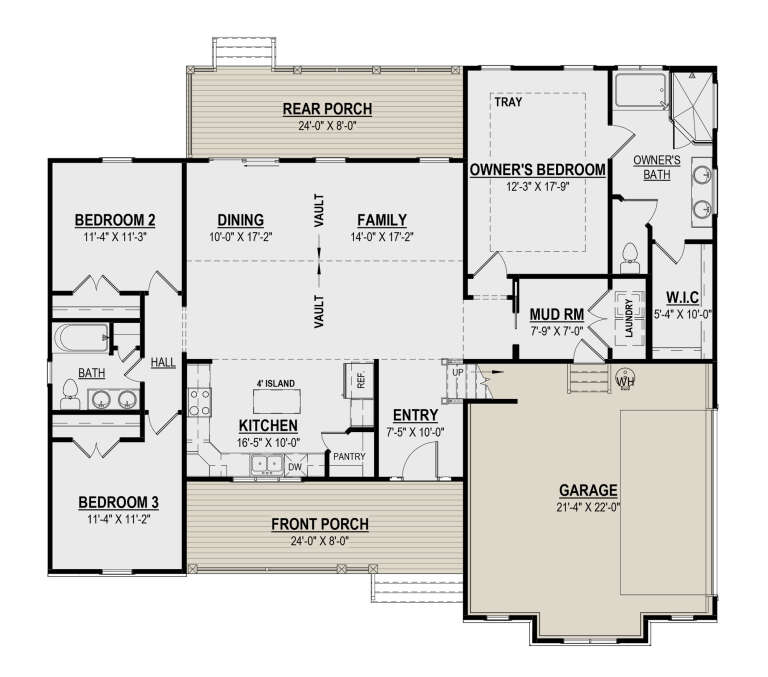 Country Plan: 1,664 Square Feet, 3 Bedrooms, 2 Bathrooms - 6261-00025