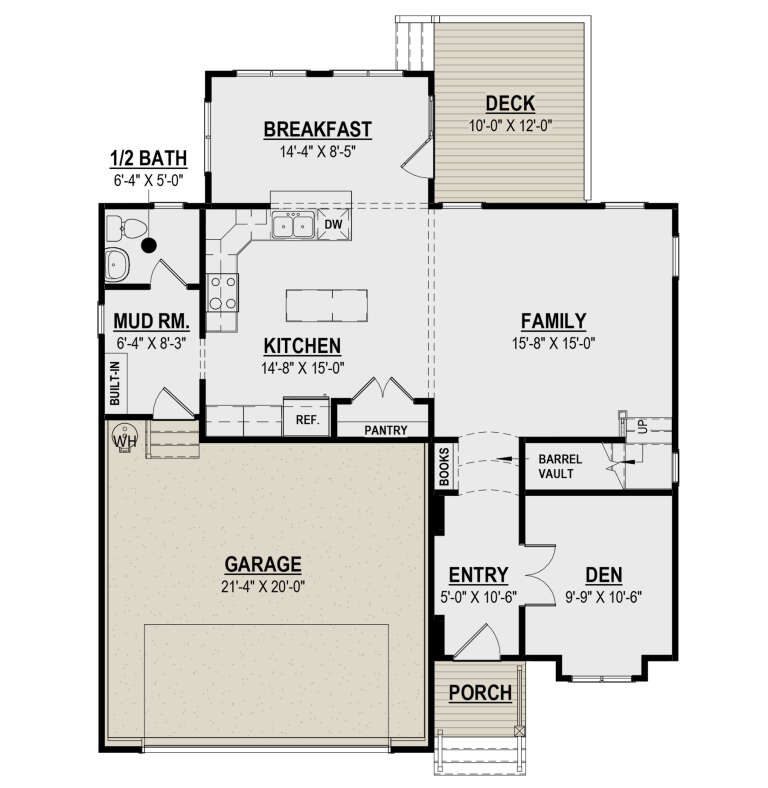 Cottage Plan: 2,207 Square Feet, 4 Bedrooms, 2.5 Bathrooms - 6261-00029