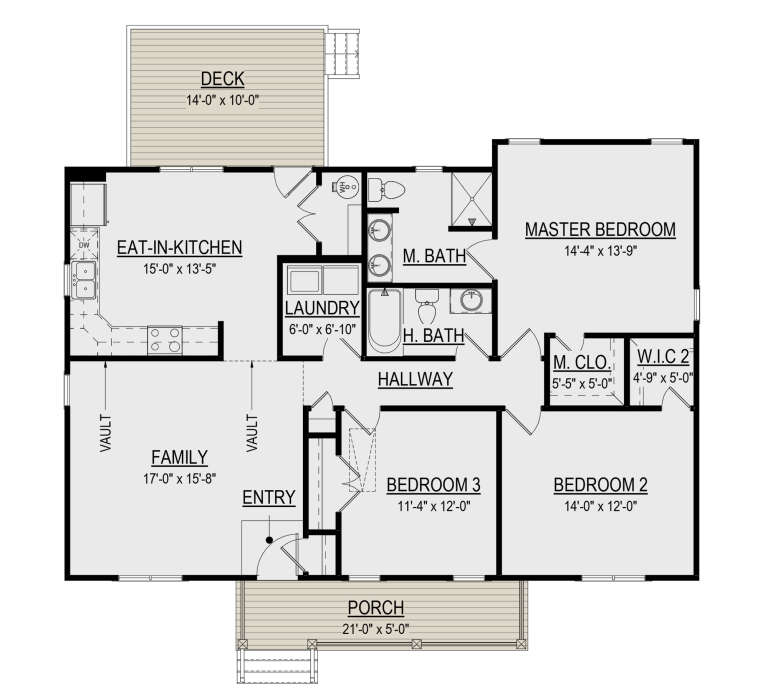 Ranch Plan: 1,410 Square Feet, 3 Bedrooms, 2 Bathrooms - 6261-00040