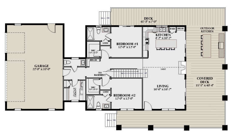 Cabin Plan: 2,898 Square Feet, 4 Bedrooms, 5 Bathrooms - 6849-00165