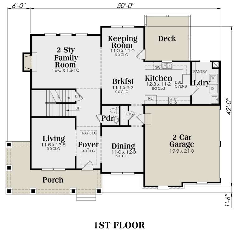 Traditional Plan: 2,633 Square Feet, 4 Bedrooms, 2.5 Bathrooms - 009-00019