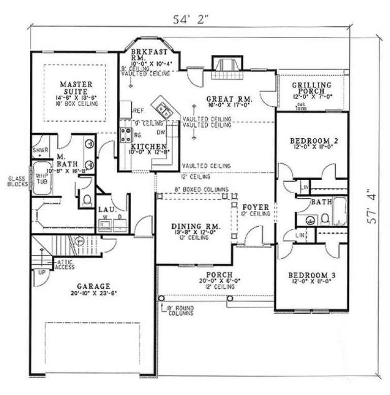 Traditional Plan: 1,786 Square Feet, 3 Bedrooms, 2 Bathrooms - 110-00345