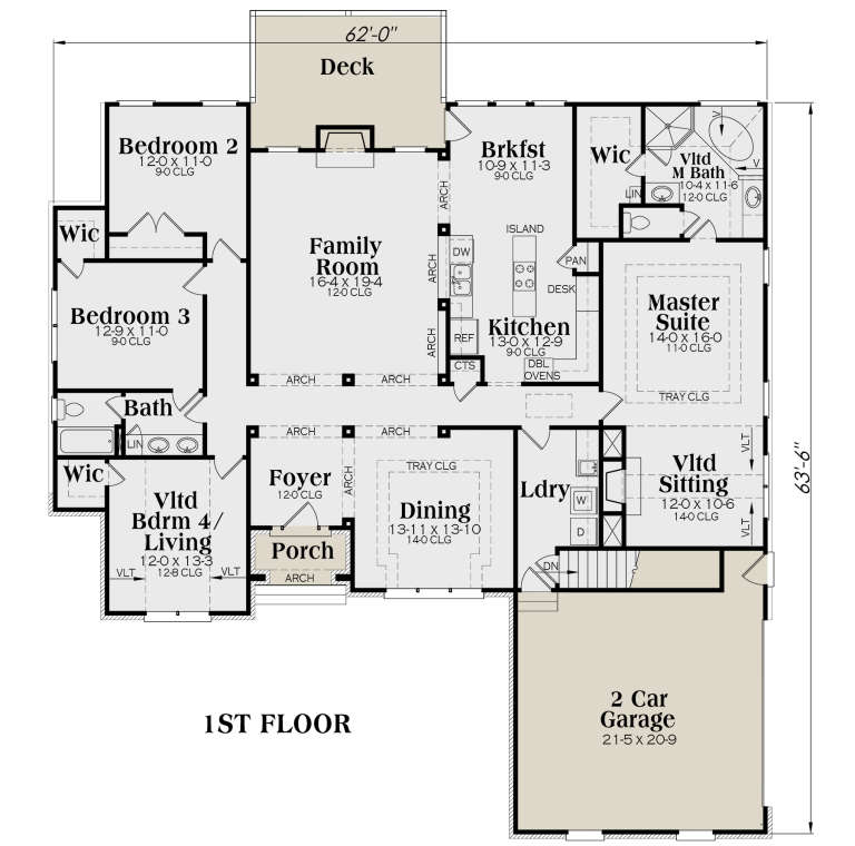 European Plan: 2,406 Square Feet, 4 Bedrooms, 2 Bathrooms - 009-00035