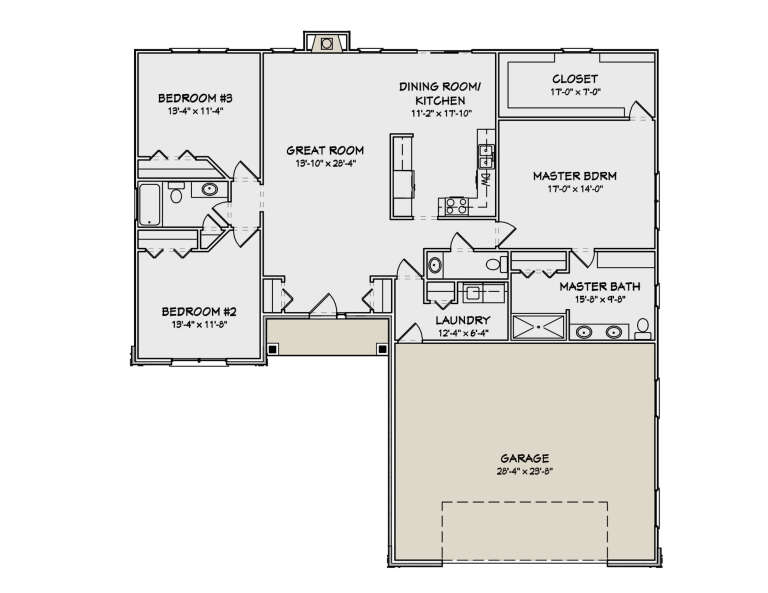 Country Plan: 1,824 Square Feet, 3 Bedrooms, 2.5 Bathrooms - 849-00032