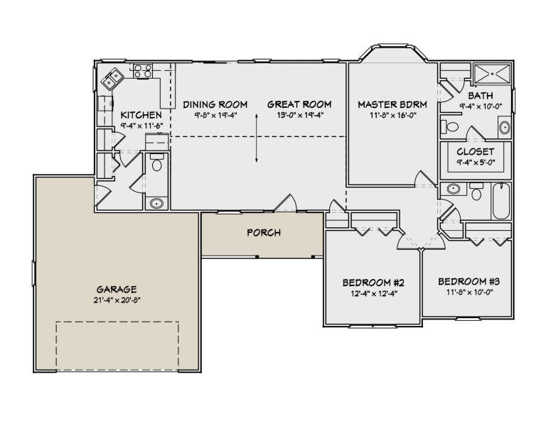 Country Plan: 1,476 Square Feet, 3 Bedrooms, 2.5 Bathrooms - 849-00038