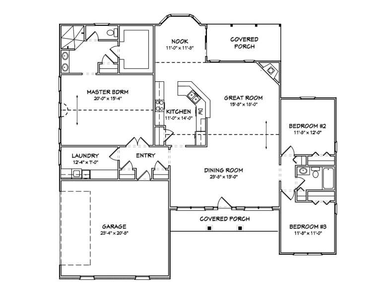 Country Plan: 2,078 Square Feet, 3 Bedrooms, 2 Bathrooms - 849-00041