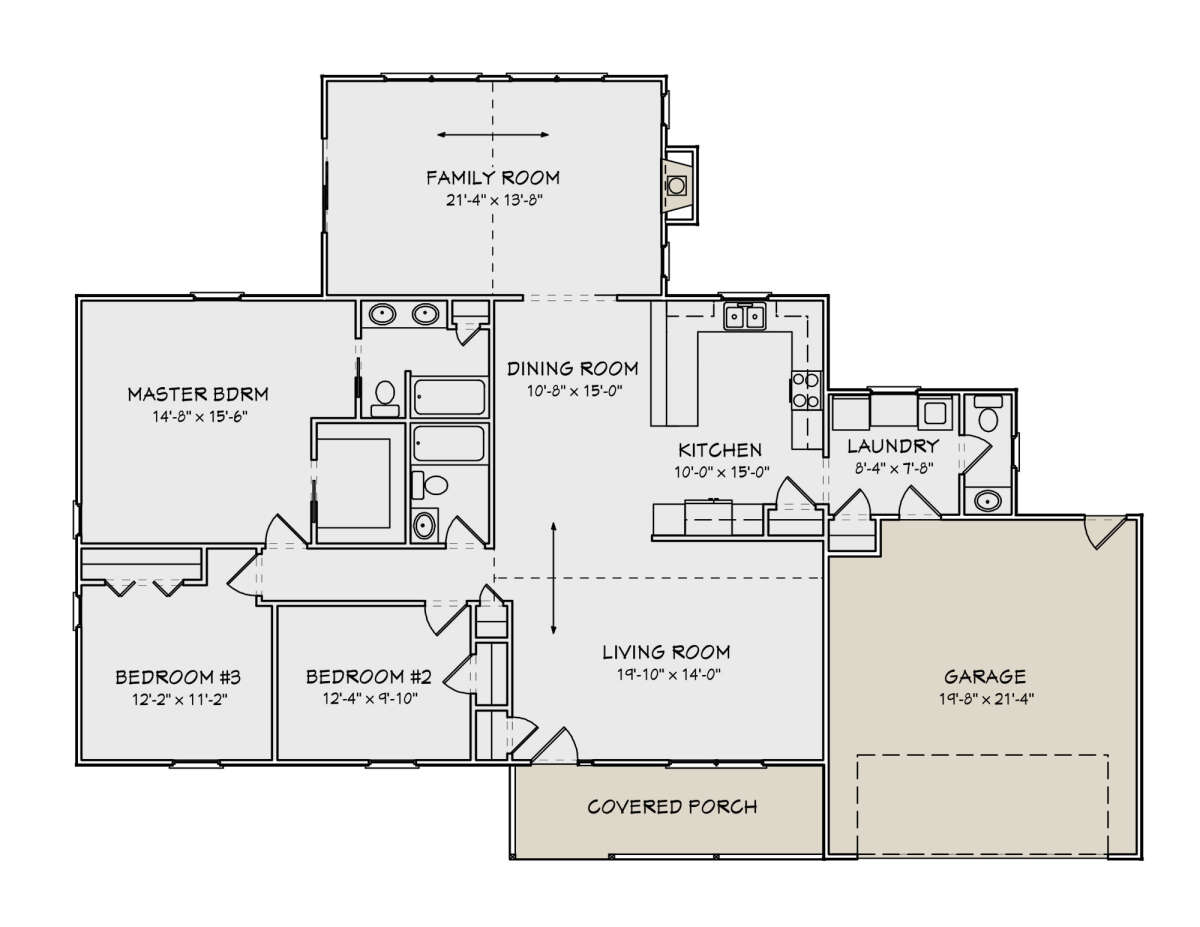 Ranch Plan: 1,856 Square Feet, 3 Bedrooms, 2.5 Bathrooms - 849-00052