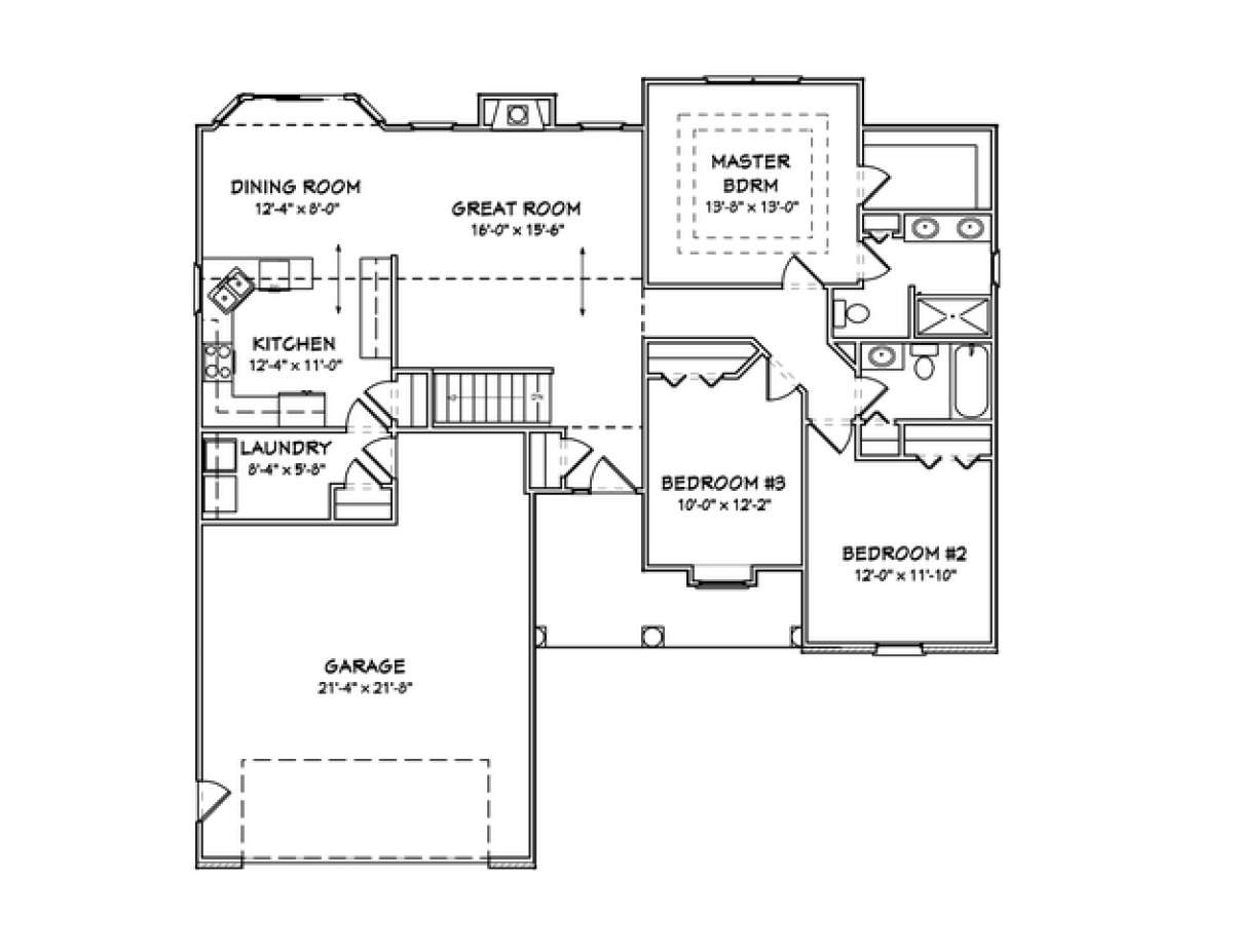 Ranch Plan: 1,484 Square Feet, 3 Bedrooms, 2 Bathrooms - 849-00059